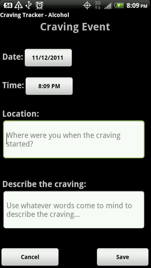 Craving Tracker - Alcohol Screen 2