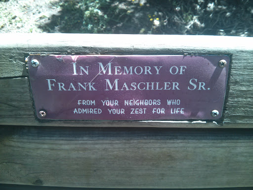 Frank Maschler Sr Memorial Plaque