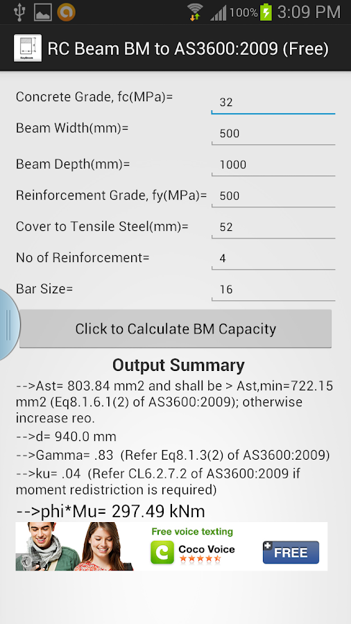 R.C.BEAM (BM) TO AS3600 (Free) - screenshot
