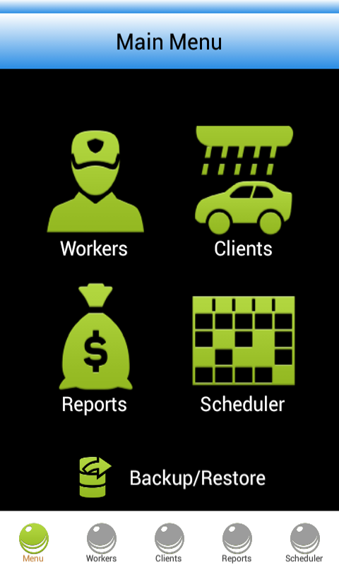Android application Car Wash Software screenshort