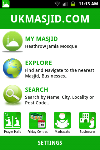 Android application UK Masjid screenshort