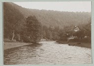 Rivier lopend door het dal van een bebost berglandschap