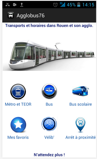 Android application Rouen Bus TCAR Pro screenshort