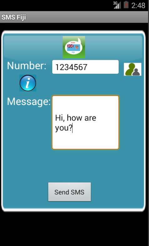 Android application Free SMS Fiji screenshort