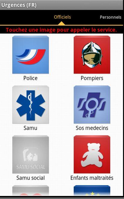 Android application Urgences (FR) screenshort