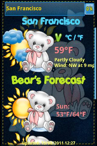 Android application Teddy Bear Weather Widget screenshort