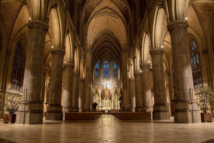 Mariendom Cathedral, or Neuer Dom, in Linz, Austria. As the country's biggest church, the cathedral was completed in 1924 and seats up to 20,000 worshippers.