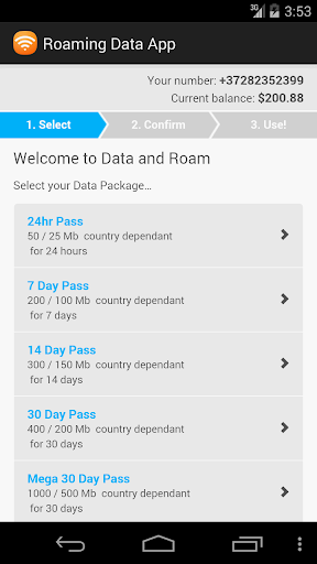 Roaming Data App