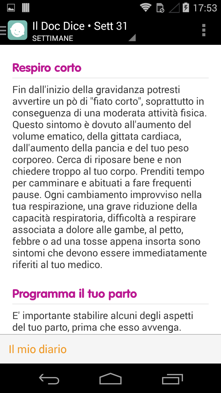 Gravidanza • Sprout Screen 2