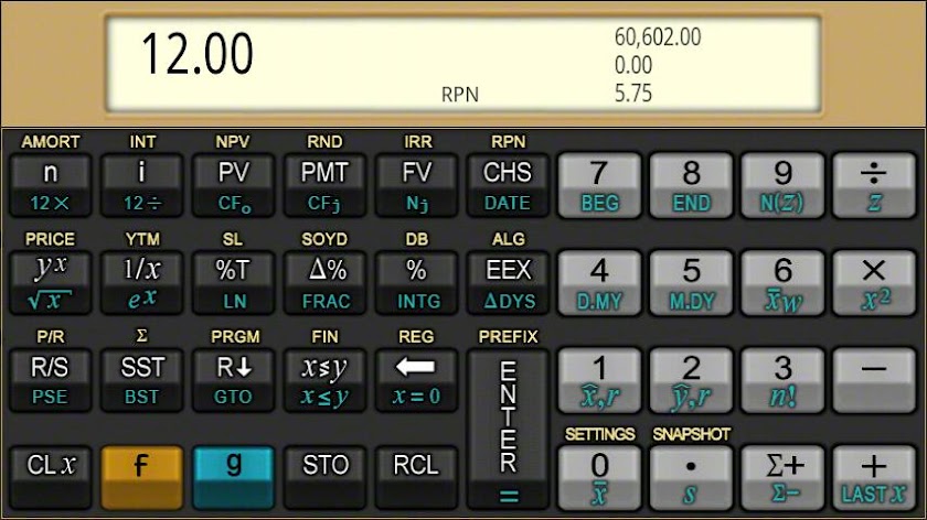 Quick 12C Financial Calculator Screen 1