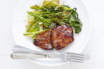 Hoisin pork with garlic & ginger greens