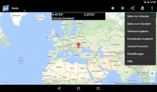 Karten Koordinaten Screenshot