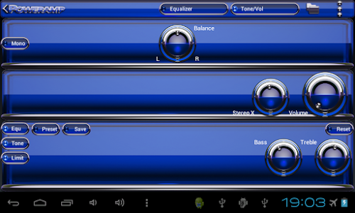Poweramp skin Blue Glas deluxe v3.10