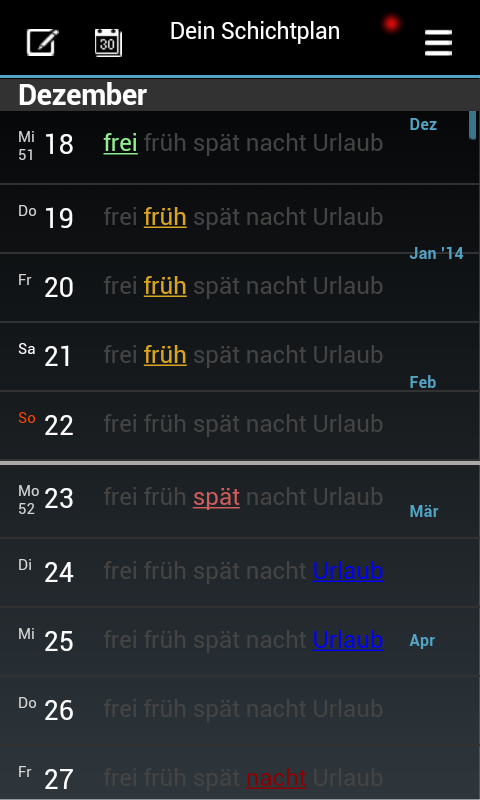 Android application Your Shift Scheduler Pro screenshort