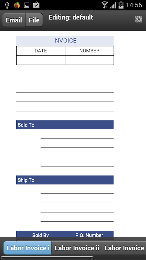 Android application Labor Invoice screenshort