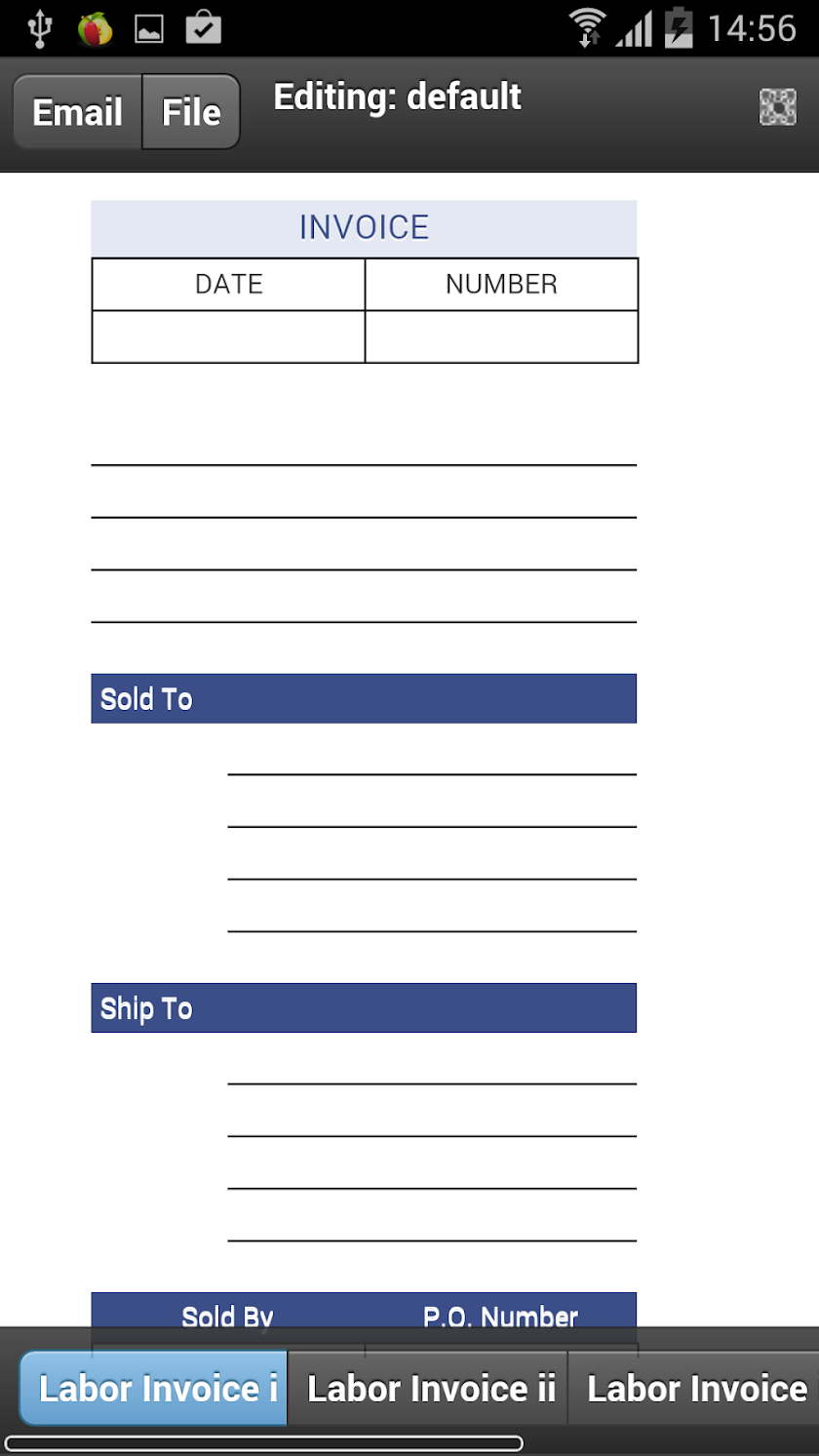 Labor Invoice Screen 1