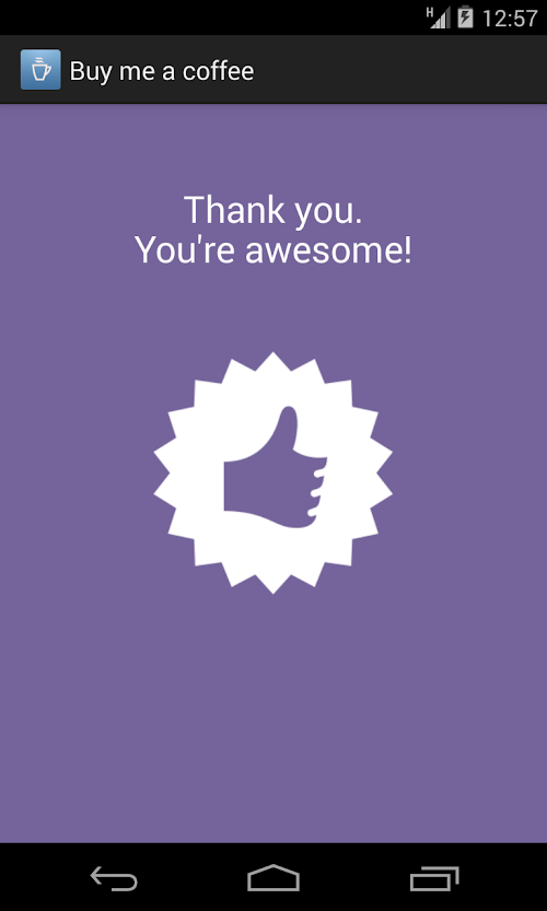 Android application Buy me a coffee (donate) screenshort