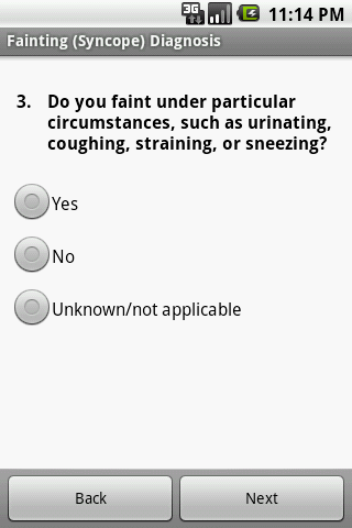 Fainting Self Diagnosis Doctor Screen 2