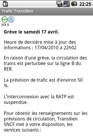 Trafic Transilien Screen 2