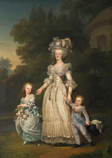 Queen Marie Antoinette of France and two of her Children Walking in The Park of Trianon