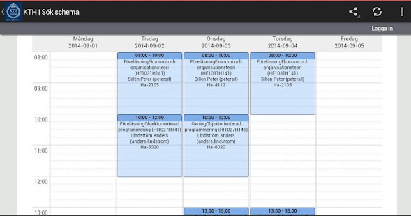 KTH webmail & schema Screenshots 4