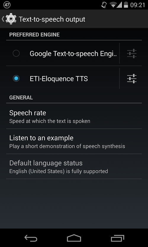 Android application Eloquence Text To Speech screenshort