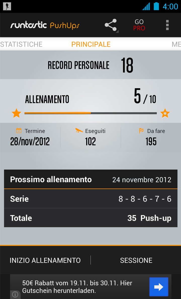 Android application Runtastic Push-Ups Workout screenshort