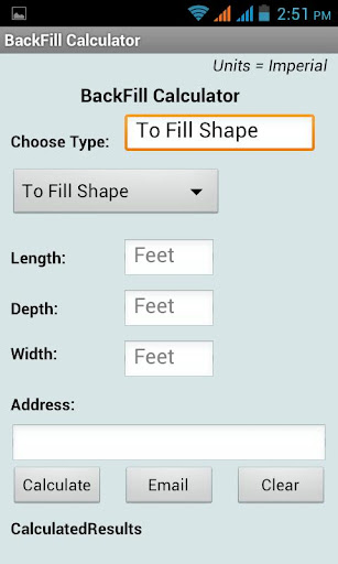 Back Fill Calculator