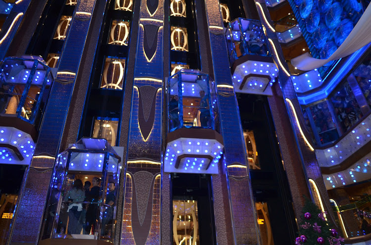 Take in the beautiful view from one of the four glass elevators that service Costa Diadema's multi-deck atrium. 
