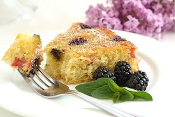 Blackberry Rhubarb Buttermilk Cake