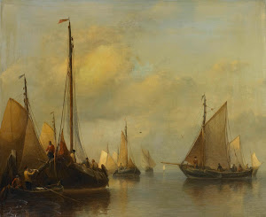 RIJKS: Antonie Waldorp: Fishing Boats on calm Water 1850