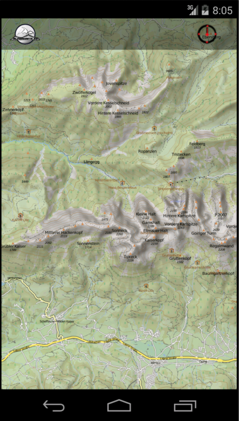 KAISER mountain range map Screen 2