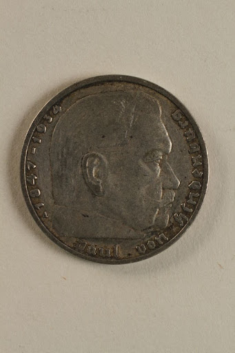 Nazi Germany, 2 reichsmark coin with a portrait of Paul von Hindenburg 2003.33.2 back