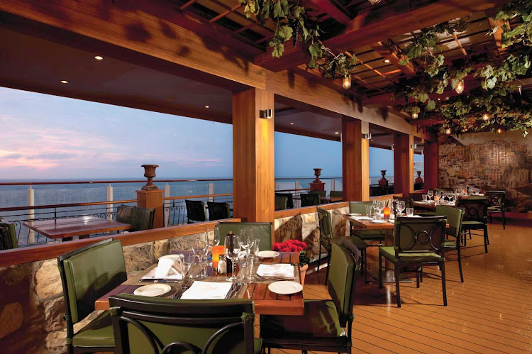 Pull up a seat to a view of the sea at Norwegian Breakaway's La Cucina Waterfront restaurant.