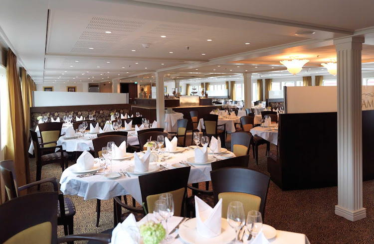 Spend an evening with friends dining in AmaLyra's restaurant during your European river cruise.