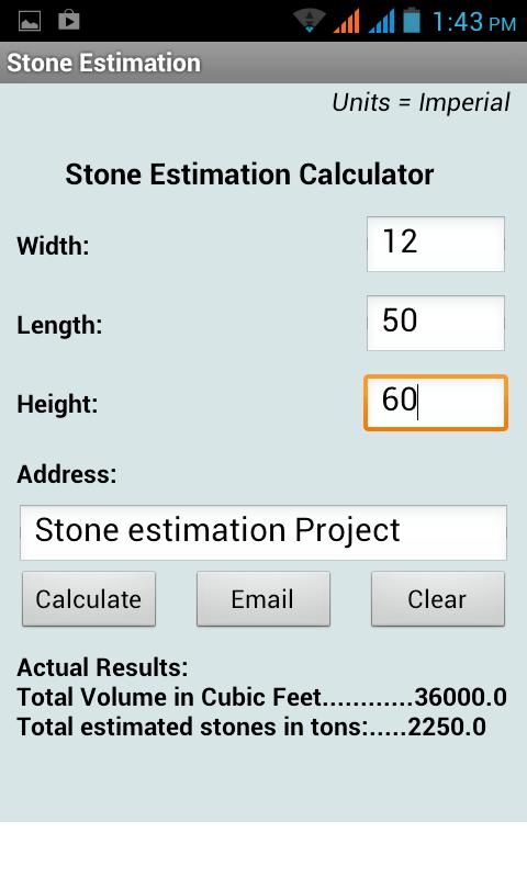 Stone Estimation Calculator - screenshot