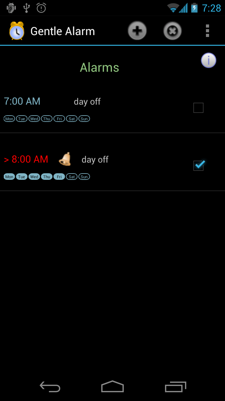 Gentle Alarm Screen 2