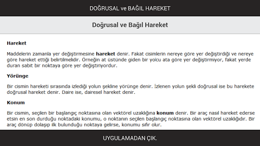 Doğrusal ve Bağıl Hareketler