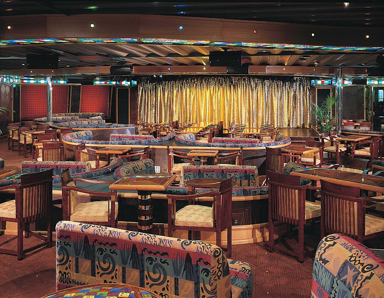 The exotically themed Club Rio is located toward the rear of Carnival Sunrise.