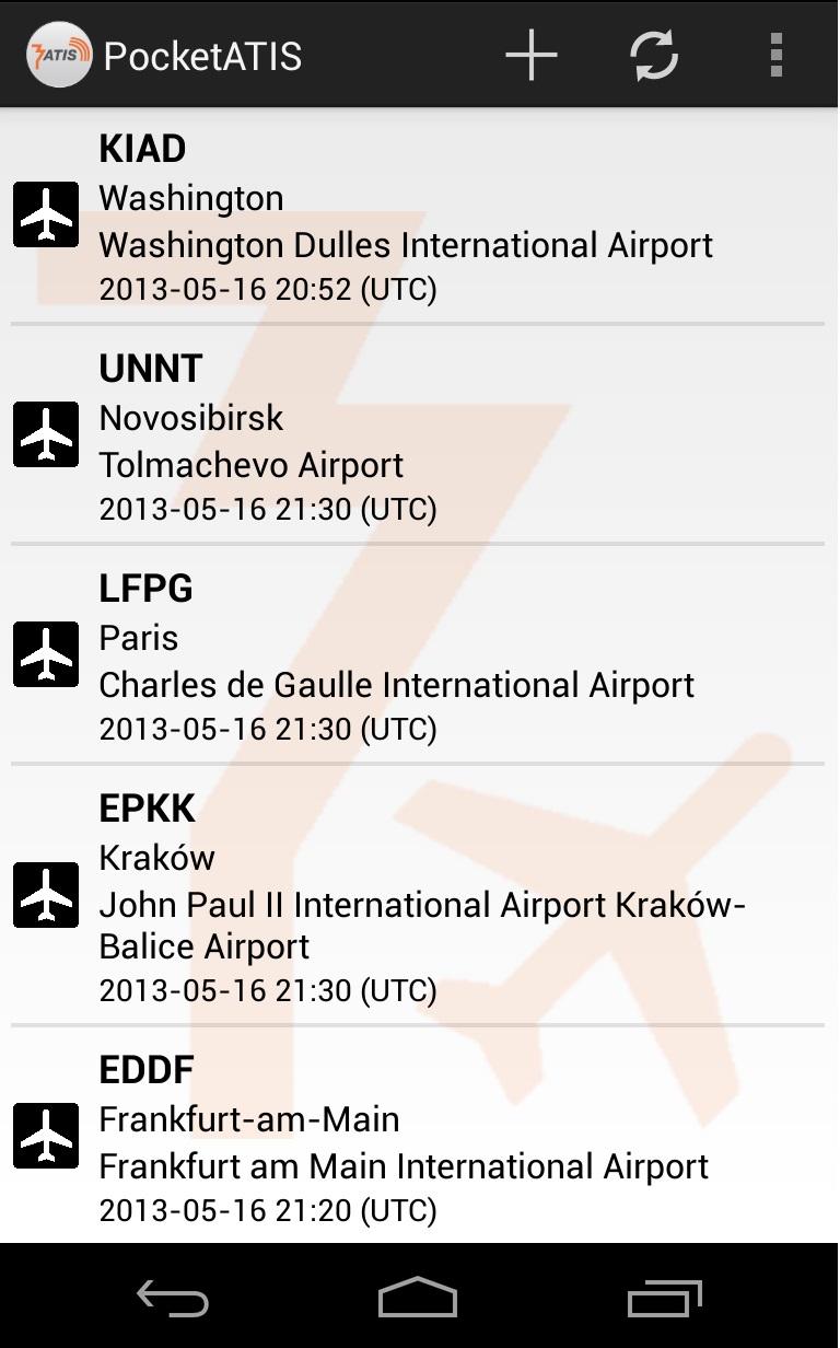PocketATIS Screen 1