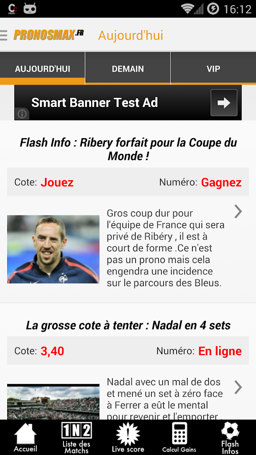 Android application Pronosmax.fr 100% pronos screenshort