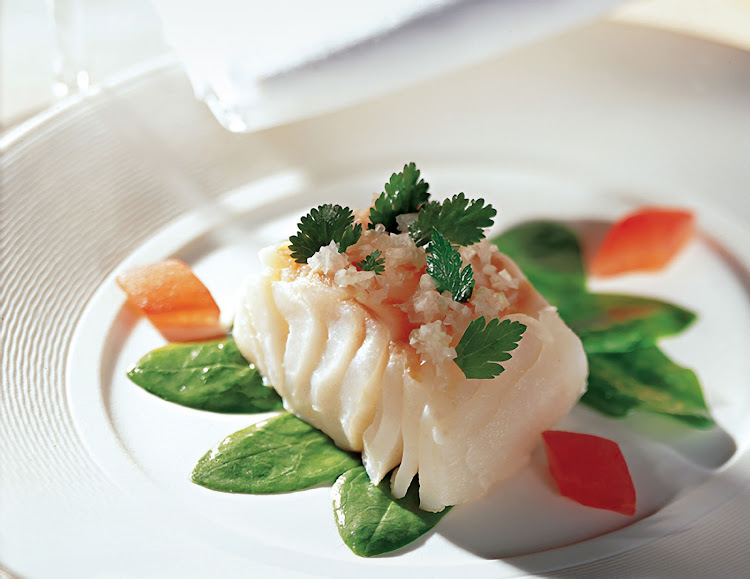 Fresh seafood, artfully presented, makes for a memorable meal aboard the Paul Gauguin.