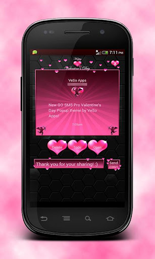 GO SMS Valentine's Day Popup