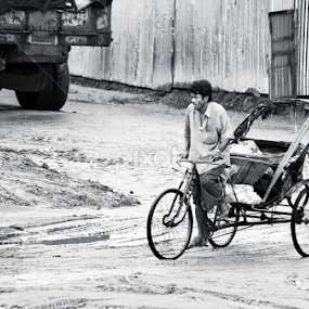 Rickshaw by Emon  Jaman - Black & White Street & Candid