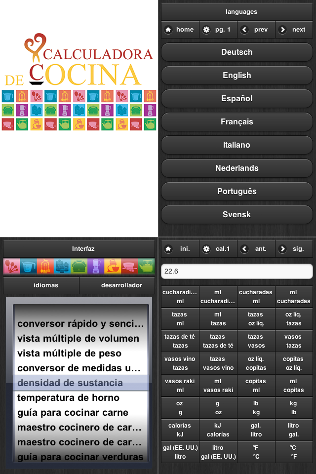 Android application Cooking Calculator screenshort