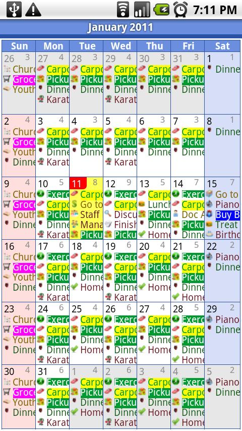 iRT Calendar Pro Key Screen 3
