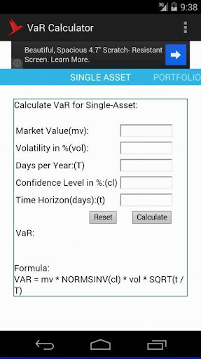 Value at Risk VaR Calculator