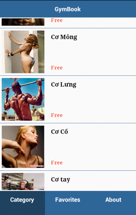 Android application Gym Viet screenshort
