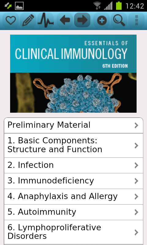 Android application Essentials of Clin. Immunology screenshort