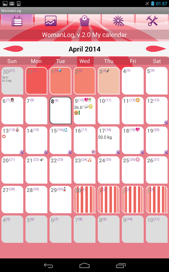 WomanLog Calendar - screenshot